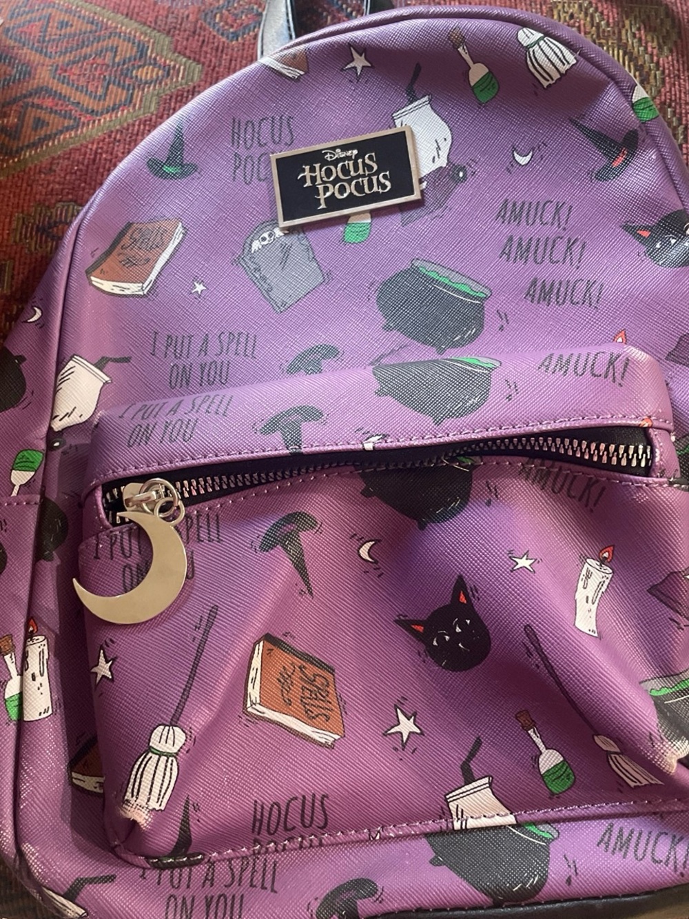 Disney Hocus Pocus Purple Witch Pattern Small Backpack